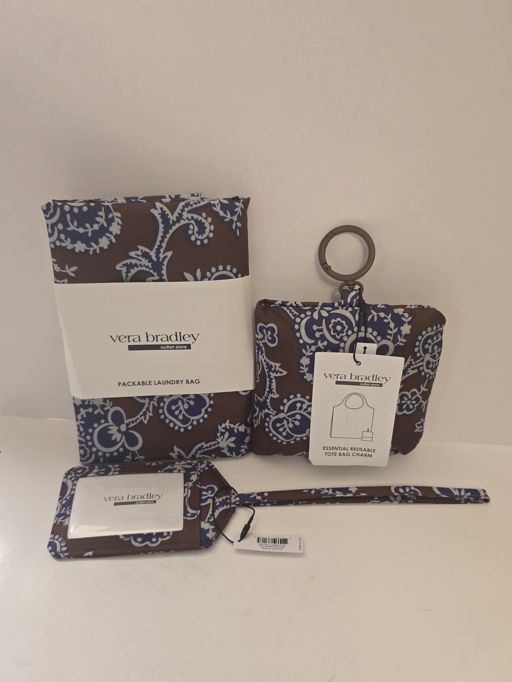 Vera Bradley Coltswold Packable Laundry, Luggage Tag & Reuseable Tote Bag Set
